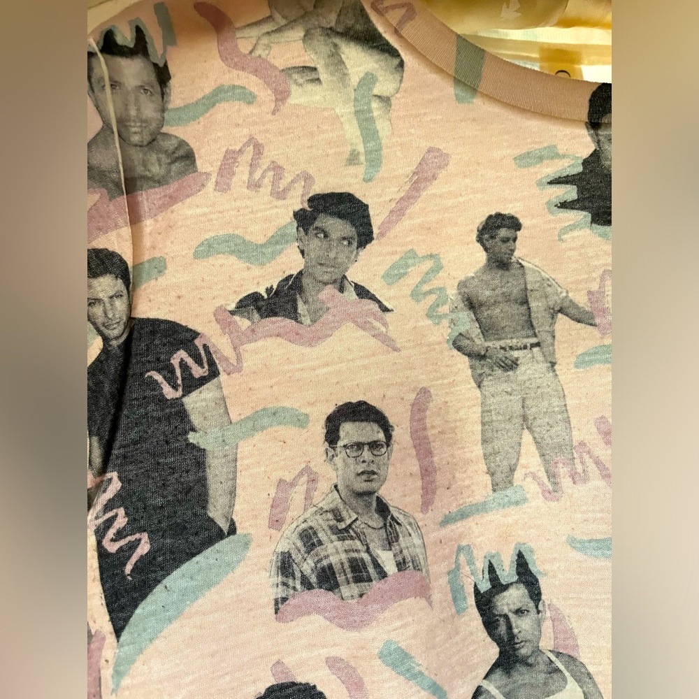 Clashist Sexy Jeff Goldblum pink 80s novelty print squiggle print allover